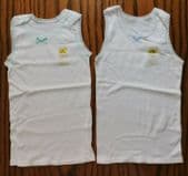 2 vintage girls cotton vests 1980s toddler UNUSED Age 1-2 year made in England A